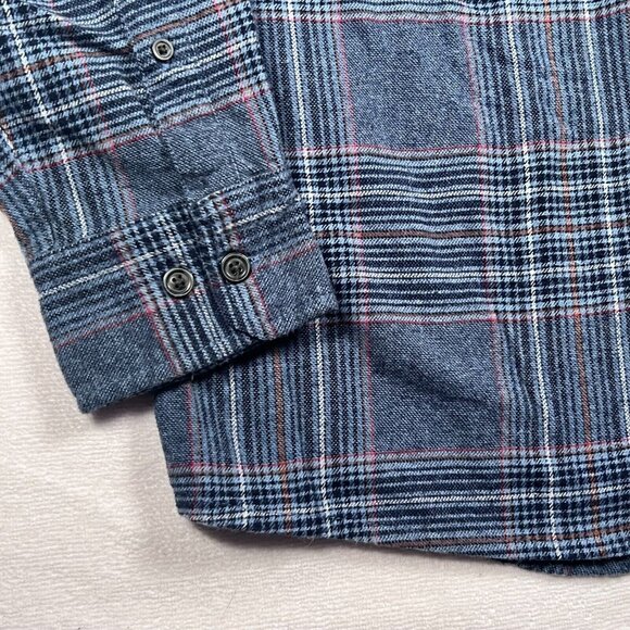 Eddie Bauer Men's‎ XL 100% Cotton Warm Brushed Twill Flannel Shirt Blue Plaid - Picture 7 of 13